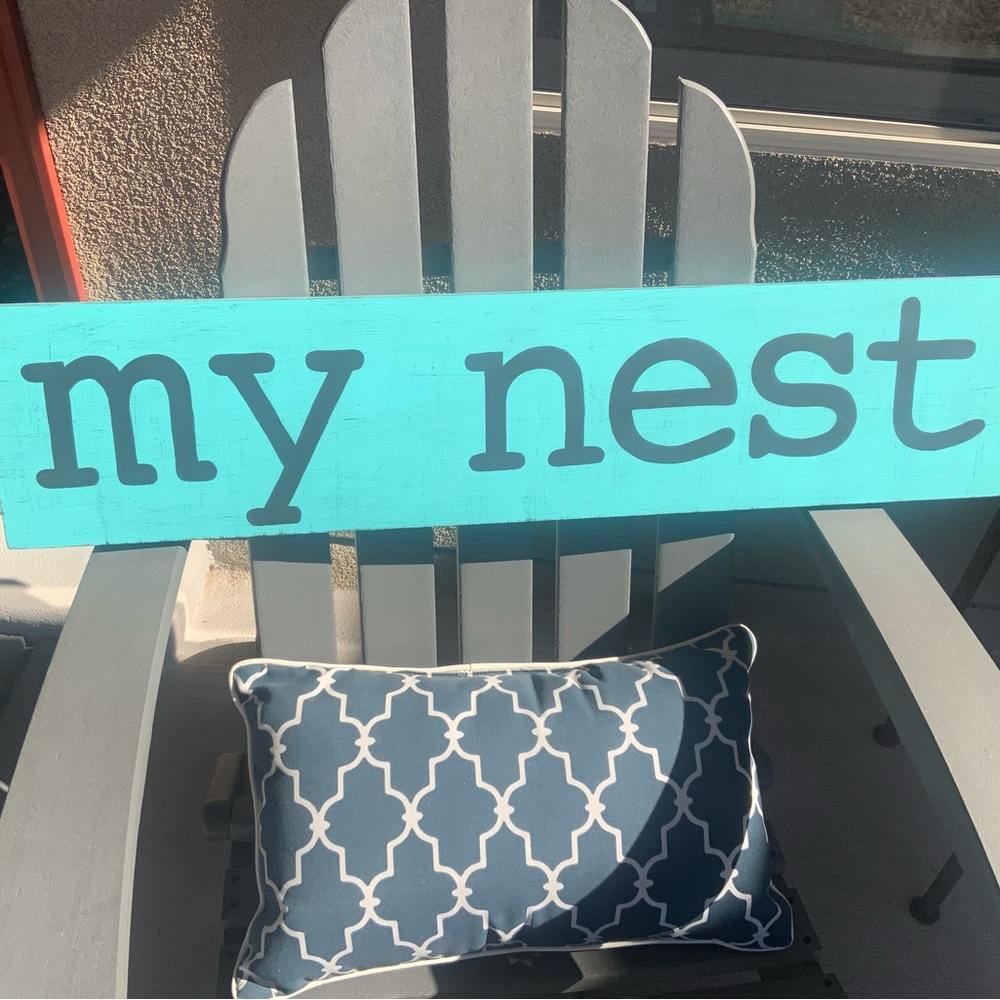 Turquoise 'My Nest' Wooden Sign